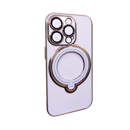 Hard Silicone Case with Camera Shield and Support Ring for Apple iPhone 15 Pro Max White Hard Silicone Case with Camera Shield and Support Ring for Apple iPhone 15 Pro Max White